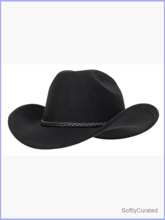 Classic Roll Up Cowboy Hat with Buckle Belt Unisex Western Fedora